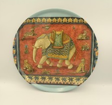 WILSCOMBE Round Plastic Elephant Design Drinks Serving Tray 13.75"