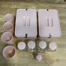 Brexton Bandalasta Picnic Sandwich Box Glass Jar Beakers Salt Pepper Pink 1950s
