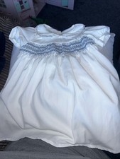 White hand smocked baby dress - white, hand-smocked