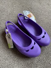Crocs Jayna Womens Uk 5 Purple Casual Walking Slingback Ballet Flat Sandals New