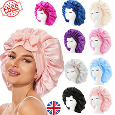 Satin Silk Hair Bonnet Adjustable Sleep Cap with Tie for Women & Men UK
