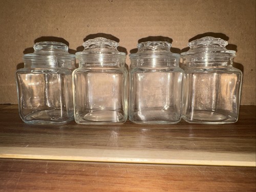 Glass square apothecary jars - 4,