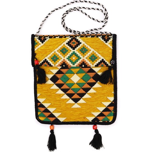 Yellow kilim messenger - yellow,
