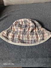 Burberry Beige Nova Check Cotton Reversible Bucket Hat Size S