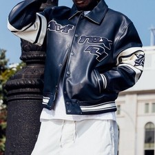 New Men's avirex american Flight Bomber Jacket Geniune Cowhide Leather Jacket