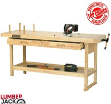 Woodworking Bench Hardwood Side Vice 2 Felt Lined Drawers Shelf Compact Design