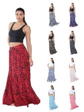 WOMENS HIGH WAIST BOHO LADIES MAXI SKIRT LADIES CASUAL FRILL RUFFLE