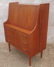 Mid Century Teak Bureau / Desk Designed By Gunnar Nielsen For Tibergaard