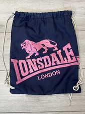 Lonsdale Printed Gym Sack Bag Unisex Blue/Pink School Carry Drawstring
