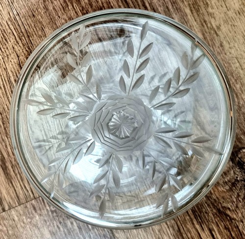 Vintage etched glass - glass, lidded