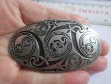 Vintage Signed St Justin Extra Large Pewter Celtic Brooch Pin