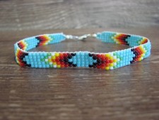 Large Native American Hand Beaded Bracelet by Cleveland