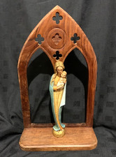 French Virgin Mary Chalk Ware Relief Free Standing/Wall Hanging Religious