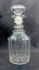 Antique Georgian Victorian Cut Glass 3 Ringed Decanter c.1830/40