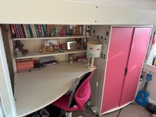 bunk bed with cupboard and desk 