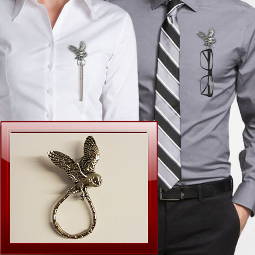 Barn owl b19 pewter pin - owl, brooch