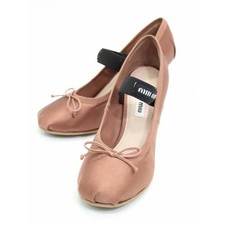 Miu Miu Ballerina Toe Satin Pumps Brown Black Size 34.5 Rare 2022 Season -Japan-