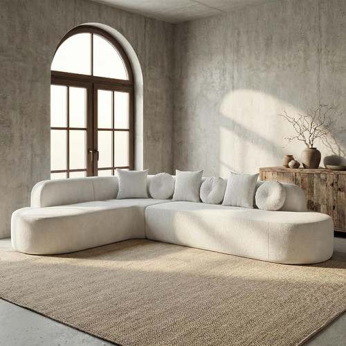 Beige shaped modular sofa - beige,