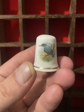 Vintage Kiln Miniatures Kingfisher Bird Fine Bone China Collectible Thimble Gift