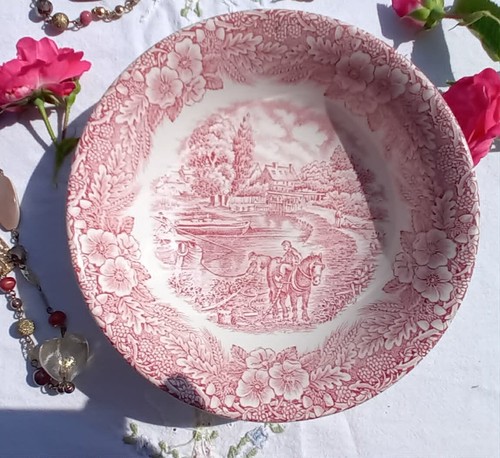 Pink transfer dessert bowl - dessert,
