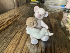 Nao Figurine Big Bear Hug Teddy & Sleeping Girl # 1477 Retired 2003