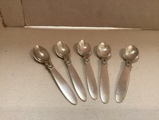 Georg Jensen Antique Set Of Five Cactus Coffee Spoons, c1930s