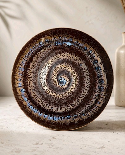 Vintage enameled copper dish - vintage,