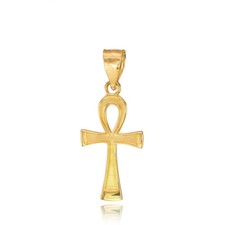 Gold Egyptian Ankh Cross Charm Pendant Necklace