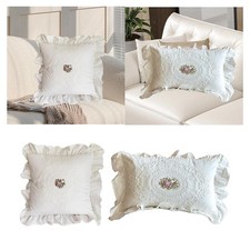 Throw Pillow Cushion Decorative Vintage Chic Boho Soft Bed Pillow with Lace