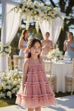 Girls Pink Tulle Party Dress |