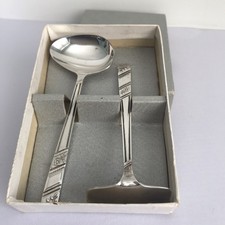 Vintage Sheffield Silver Plate Spoon and Pusher Set Christening Baby Cutlery