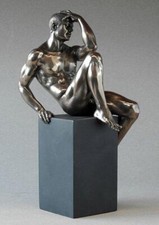 Male Bronze Figurine On Plinth