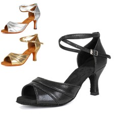 Women Ladies Latin Ballroom Dance Shoes Salsa Shoes Black Gold 5cm 7cm Heels