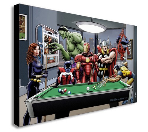 Superheroes playing pool - superheroes,