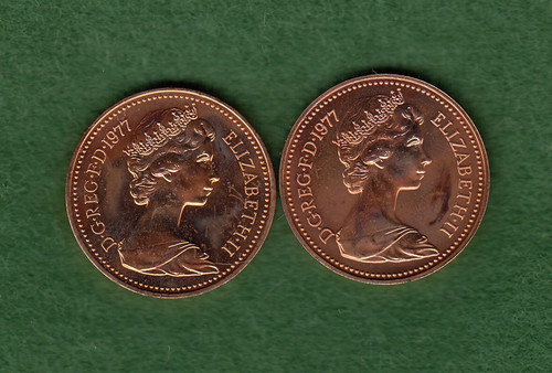 British 1977 penny elizabeth - british,