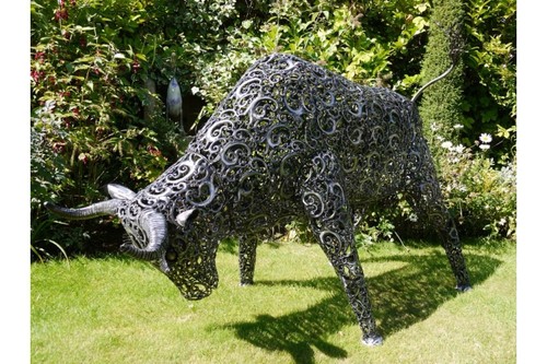 Large metal bull - metal, garden