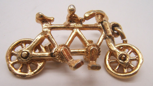 Vtg gold tone charm - gold, tandem