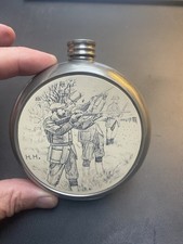 Vintage Hip Flask ,made In Sheffield , Pewter , Very Good Condition , No Rust