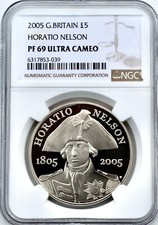 2005 £5 Proof Nelson NGC PF69