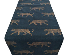 Teal Green Gold Leopard Jungle Safari Table Runner 35 x 200cm