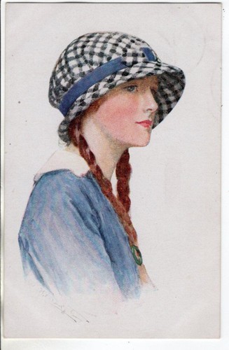 Postcard young lady with - postcard,