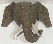 Large Fabric Elephant Wall Hanging Decor Grey Checkered Design Safari Jungle