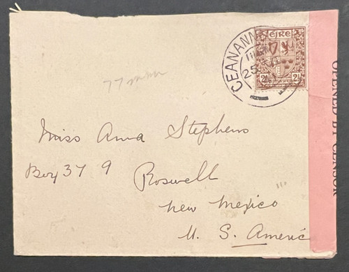 Irish censor cover 1941 - irish,