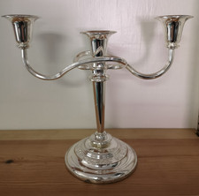 J Reichhart Vintage Silver Plated  3 Arm Candelabra Elegant Dinner Party Prop