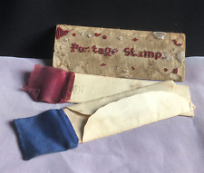 Antique Beadwork Needlework Sampler Postage Stamp Holder