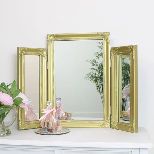 Ornate vintage gold triple - ornate,