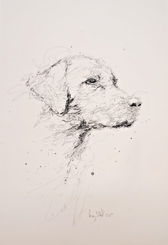 Original hand drawn dog ink - dog,