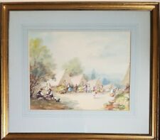 STELLA B. LAZETZKY (1924-2012, LISTED HUNGARIAN) TRADITIONAL VILLAGE SCENE. 