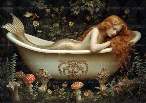 Mermaid siren art print - mermaid,