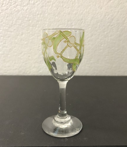 Old liqueur enamelled - enamelled, glass
